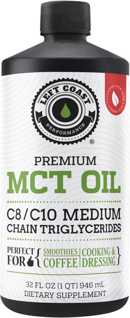 100% Coconut MCT Oil Liquid - MCT Oil C8 C10 for Sustained Mental Energy & Focus Support Great for Smoothies Salads Coffee...