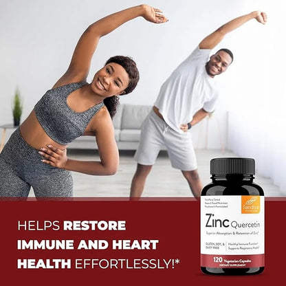 Sandhu’s Zinc Quercetin 120 Vegetarian Capsules – Zinc Supplements for Antioxidant Immune Support Zinc for Men and Women –...
