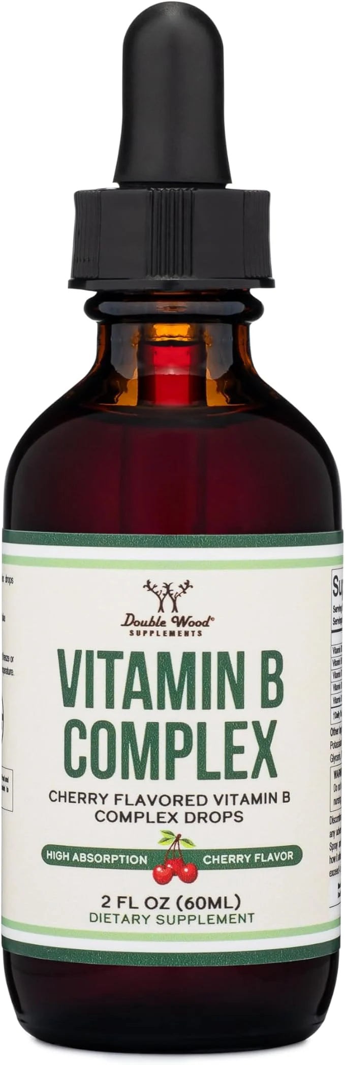 Double Wood Supplements Liquid Vitamin B Complex 2 Month B3, B6, B6, B7 B7 (Biotin), B9, and B12 - 2 FL