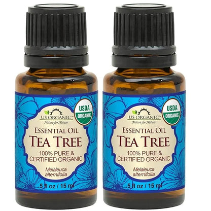 US Organic 100% Pure Tea Tree Essential Oil, Steam Distilled, USDA Certified Organic, for Hair, Skin, Scalp, Foot, Toenail...