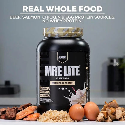 REDCON1 MRE Lite Whole Food Protein Powder, Snickerdoodle - Low Carb & Whey Free Meal Replacement with Animal Protein Blen...