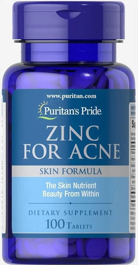 Puritan's Pride Zinc for Acne Skin Formula with Vitamins C, B-6, A, and E for Men and Women, Dietary Supplement for Clear ...