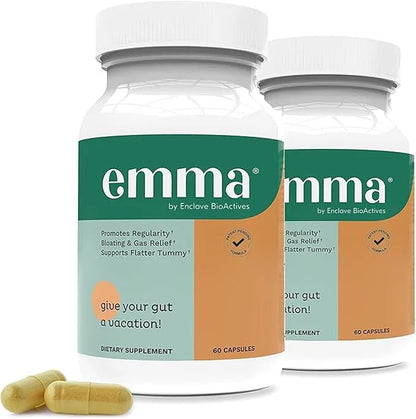 Emma Gut Health - 2 Pack - Gas and Bloating Relief, Constipation, Leaky Gut Repair - Gut Cleanse & Restore Digestion - Reg...