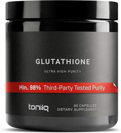 Toniiq Ultra High Strength Glutathione Capsules - 1000mg Concentrated Formula - 98%+ Highly Purified and Bioavailable - No...