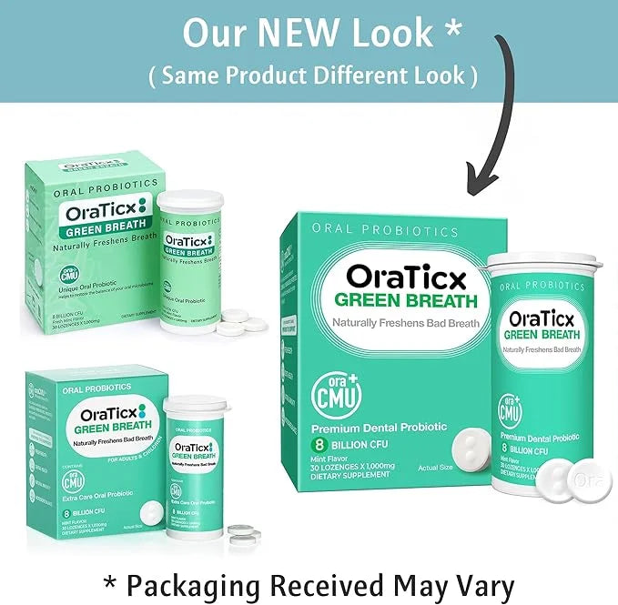 Oral Probiotics Green Breath, Freshen Bad Breath, Dental Probiotic Supplement for Oral Health, 8 Billion CFU, Mint Flavor ...