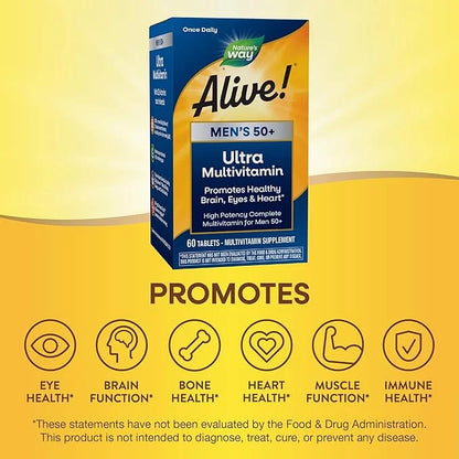 Nature's Way Alive! Men’s 50+ Daily B12, Gluten-Free, 60 Tablets