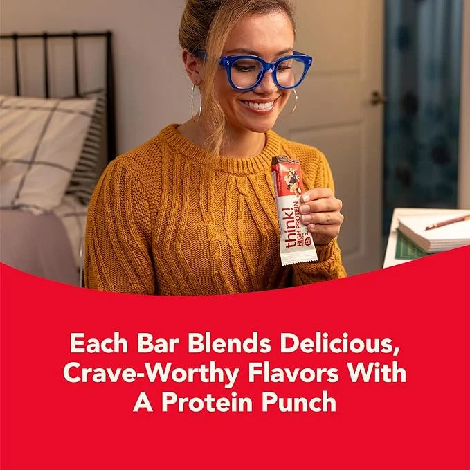 think! Protein Bars, High Protein Snacks, Gluten Free, Kosher Friendly, Chunky Peanut Butter, Nutrition Bars, 2.1 Oz per B...