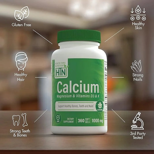 Health Thru Nutrition Calcium 1000mg and 400mg with D3 & 360 Softgels (4 Month