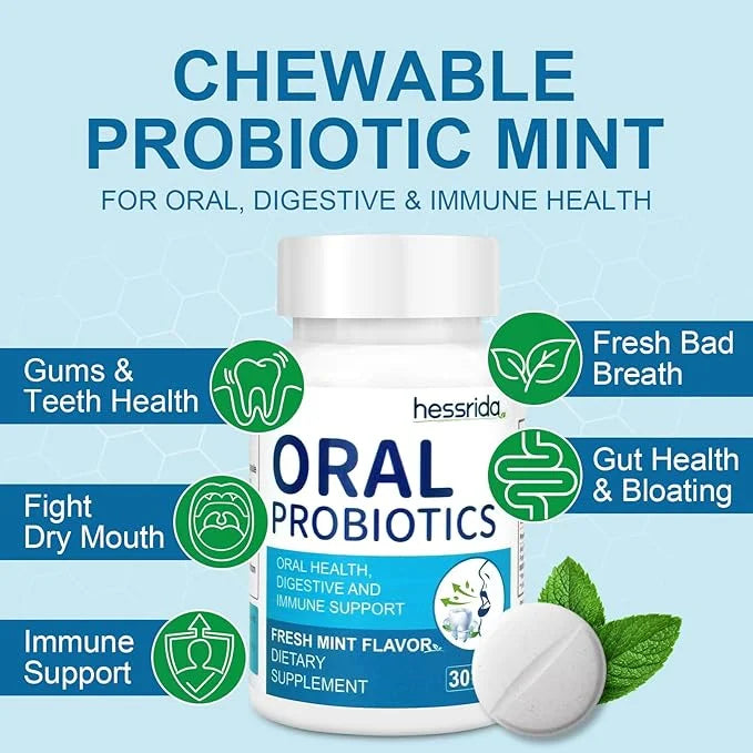 Oral Probiotics for Mouth Bad Breath Treatment for Adults, Chewable Oral Care Probiotic, Dental Probiotics for Gums and Te...