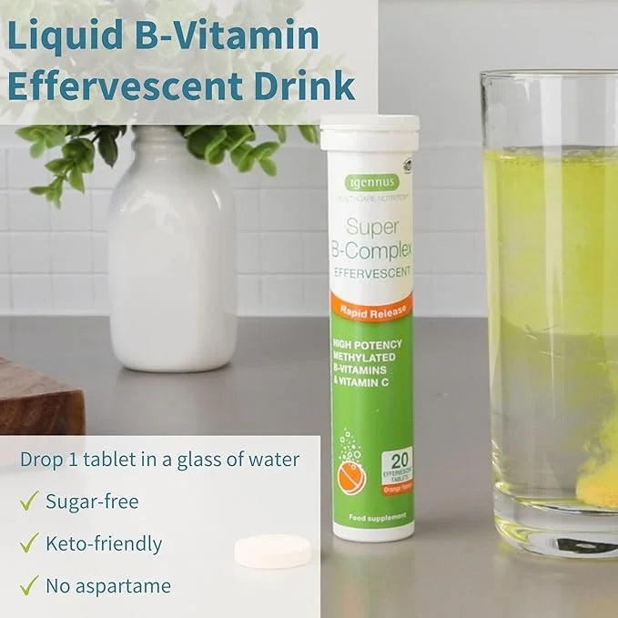 Super B-Complex Liquid B-Vitamin Effervescent Drink, 120 Effervescent