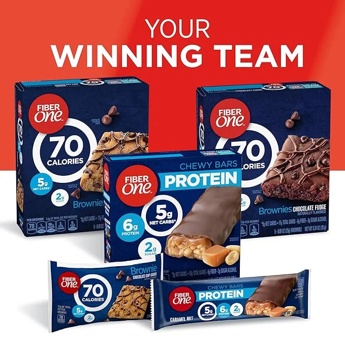 Fiber One 70 Calorie Brownies, Chocolate Chip Cookie, 2g Sugar, Value Pack, 12 Count, 10.6 oz - Product Image