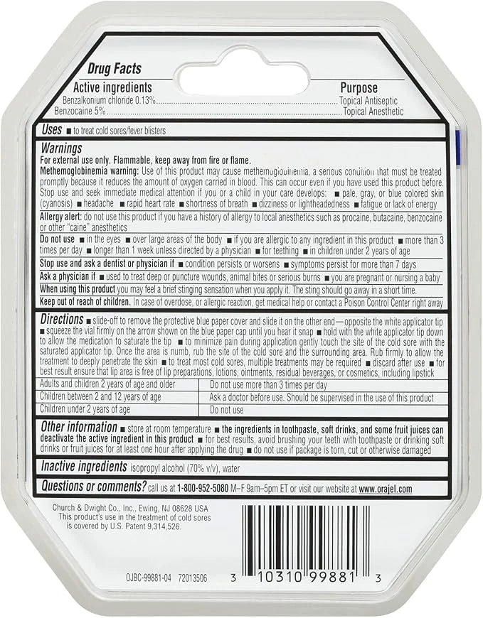 Orajel Cold Sore Treatment – Instant #1 Oral
