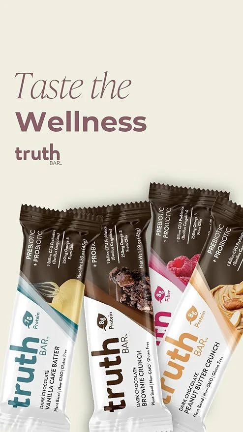 Truth Bar Prebiotic & Probiotic Keto Snack Vegan Bars with Omega-3's - Synbiotic High Fiber Snacks - Low Sugar, Kosher, Gl...