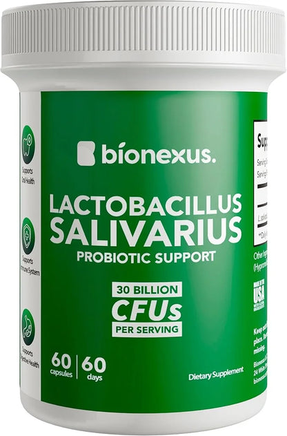 Bionexus™ Lactobacillus Salivarius Dietary Supplement – 60-Count, 30 Billlion CFU Oral Probiotics Support, Oral and Digest...