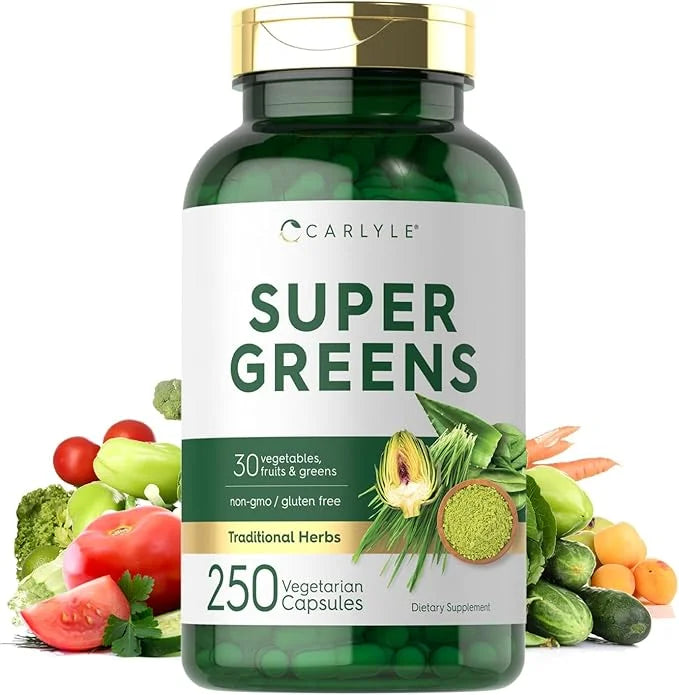 Carlyle Super Greens Capsules | 250 Count | Non-GMO & Gluten Free Supplement - Product Image