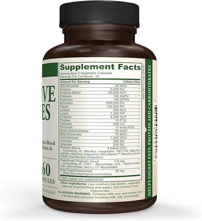 Digestive Enzymes Plus Probiotics.18 broad spectrum 5 probiotic 60 Vegetarian