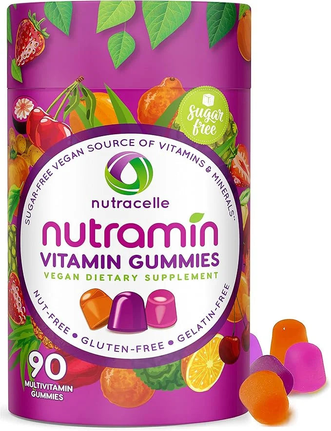 NUTRAMIN Daily Vegan Keto Multivitamin Gummies D2, and B6, B12 B12 & 90 Count, 45 Days