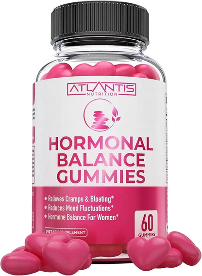 Atlantis Nutrition Hormonal Balance for Women & PMS Relief Gummies - Alleviates Cramps, Bloating, Mood Swings, Hot Flashes...