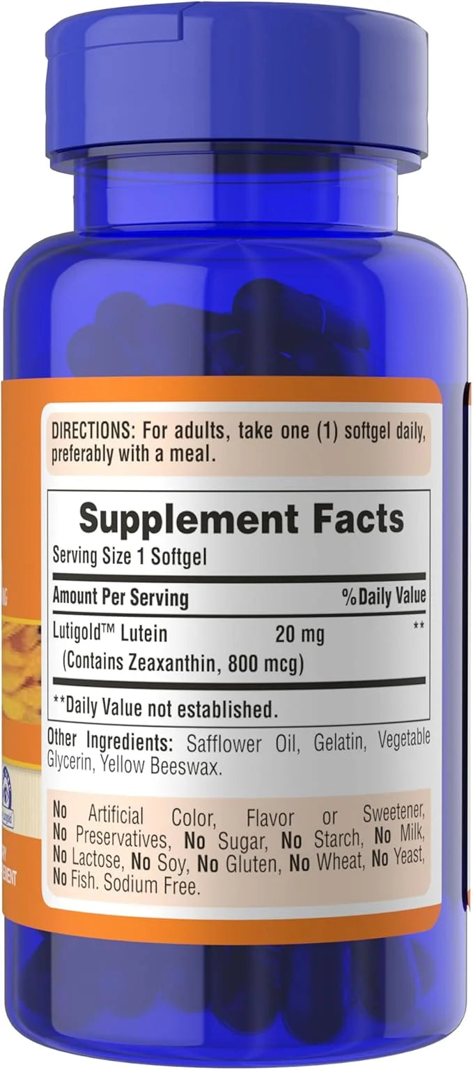 Puritan's Pride Lutein and Zeaxanthin Supplements for Eyes, Zeaxanthin 800mcg plus Lutein 20mg Once Daily Softgels, 240 Da...