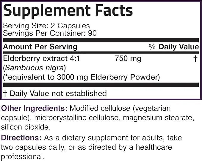 Bronson Elderberry Extra Strength, Supports Healthy 180 Vegetarian