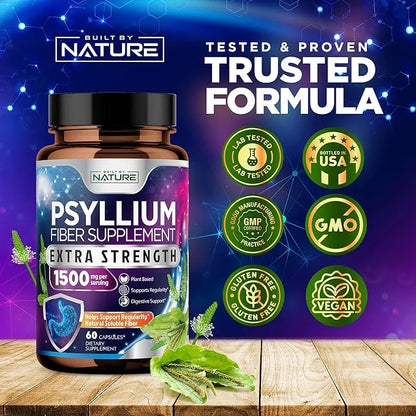 Psyllium Husk Capsules 1500mg 60 Capsules