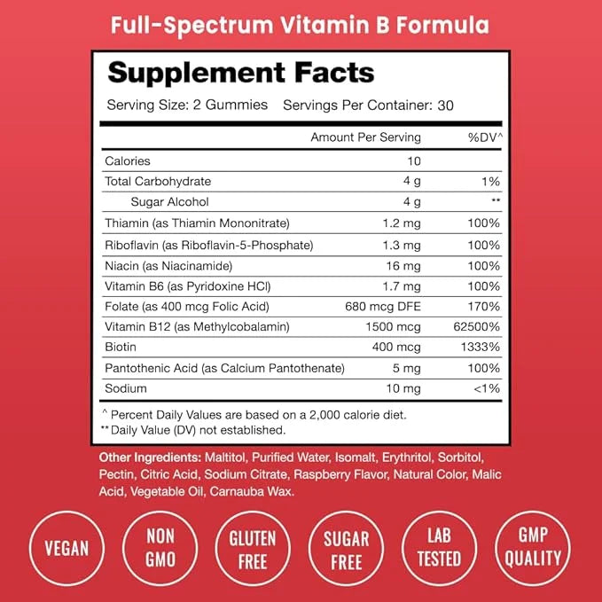 NutraChamps Vitamin B Complex Gummies, Vitamin B Gummies Boosts Energy & Metabolism, B Complex Vitamins B1, B2 (Riboflavin...