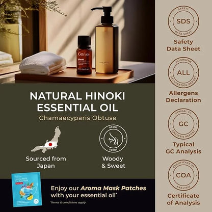 Gya Labs Hinoki Essential Oil for Diffuser & Skin - 0.34 Fl Oz - 100% Pure Natural Hinoki Oil for Hair, Massage, Aromather...