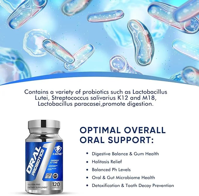 120 Capsules Oral Probiotics, Enhanced Super Digestive Enzymes & Probiotics-Oral Gut Dual Support-8 Strains 22 Billion CFU...