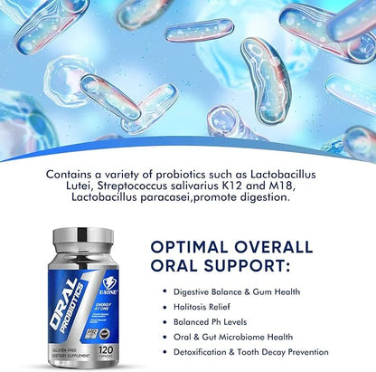 120 Capsules Oral Probiotics, Enhanced Super Digestive Enzymes & Probiotics-Oral Gut Dual Support-8 Strains 22 Billion CFU...