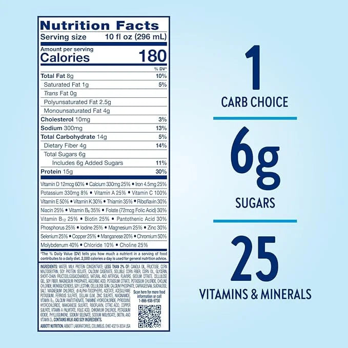 Glucerna Hunger Smart Shake, Diabetic Drink to Support Blood Sugar Management, 15g Protein, 180 Calories, Classic Vanilla,...