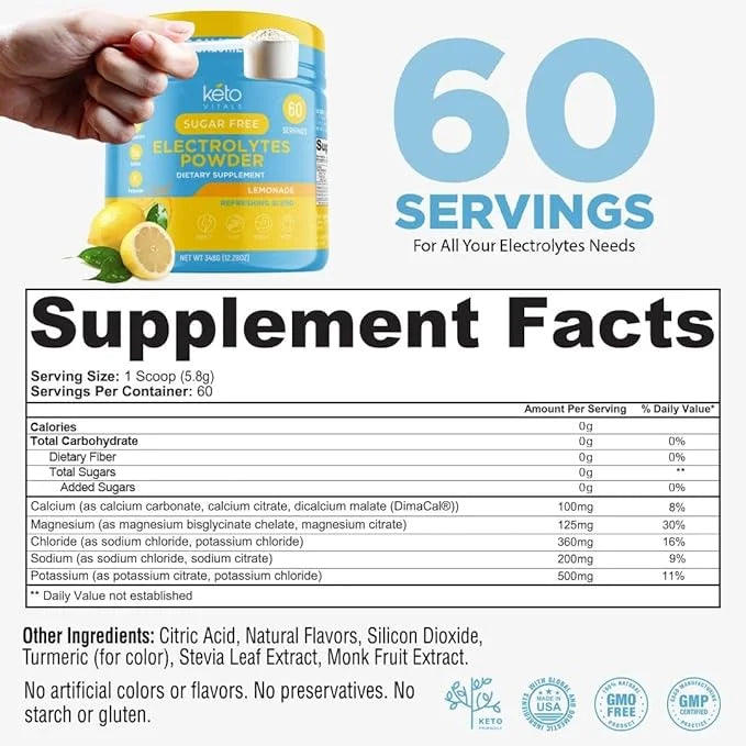 Keto Vitals Electrolytes Powder | Keto-Friendly Electrolytes with Potassium, Magnesium, Sodium, Calcium | Keto Electrolyte...