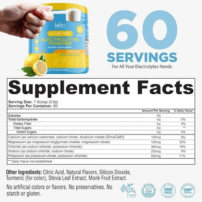Keto Vitals Electrolytes Powder | Keto-Friendly Electrolytes with Potassium, Magnesium, Sodium, Calcium | Keto Electrolyte...