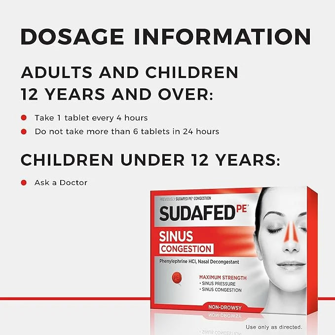 Sudafed PE Sinus Congestion Maximum Strength 36 ct 20 Count