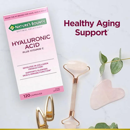 Nature's Bounty Vitamin C and Hyaluronic Acid Supplement, Supports Glowing Skin, Immune Function & Collagen Production, 12...