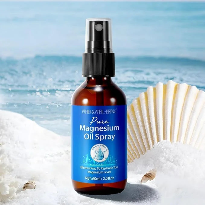 Pure Magnesium Oil Spray Organic Natural Magnesium Spray Glass Bottle, Easy to Absorb and Use, Magnesium Oil Spray for Fee...