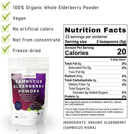 Sambucus Elderberry Powder from 100% Freeze-Dried (4 oz).