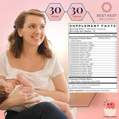 Best Nest Wellness Mama Bird Probiotics 50 Billion 30 Capsules