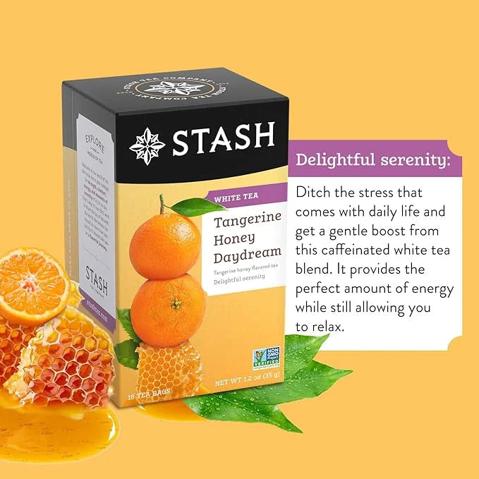 Stash Tea Tangerine Honey Daydream White Tea, Kosher, Gluten Free & Non-GMO, 18 Tea Bags (Pack of 6) - Product Image