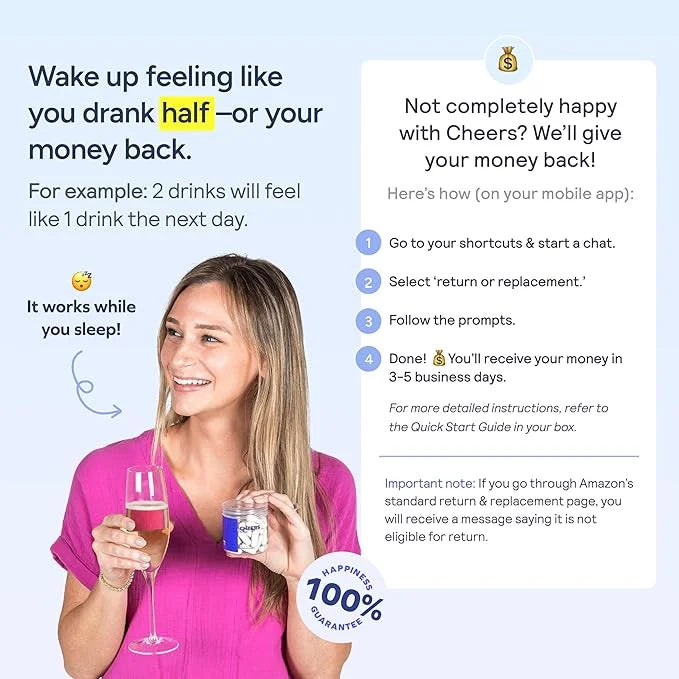 Cheers Classic Combo | Restore + Hydrate | Rehydrate & Feel Better After Drinking | DHM, L-Cysteine, B-Vitamins, Electroly...