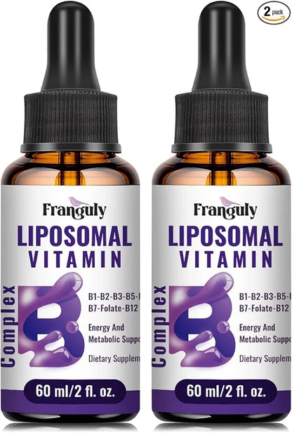 Liposomal Vitamin B Complex Liquid Sublingual B12,B1, B2, B2, B3, B3, B5, B5, B6,Folate,Biotin B6,Folate,Biotin for Suppor...