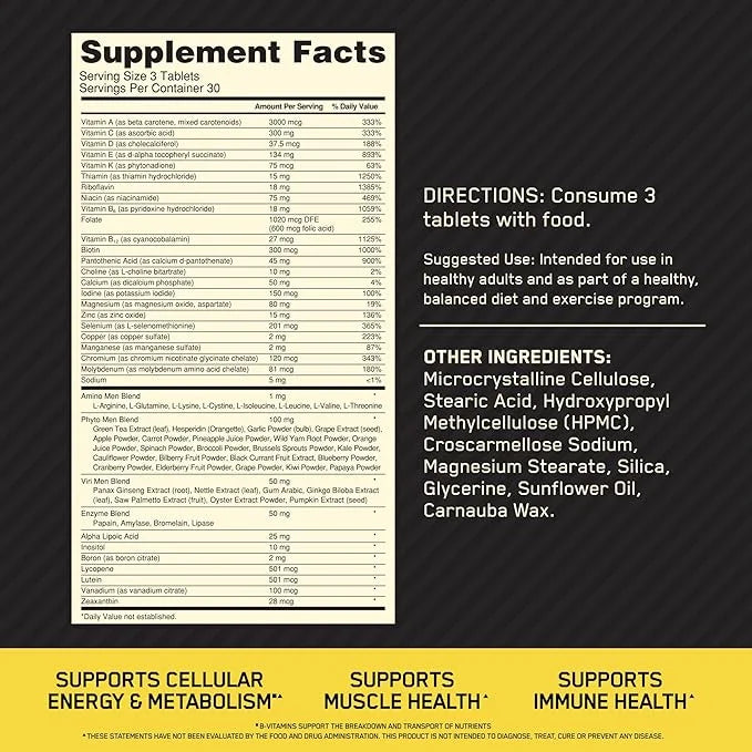 Optimum Nutrition Opti-Men, Vitamin C, Zinc B12 for 90 Count