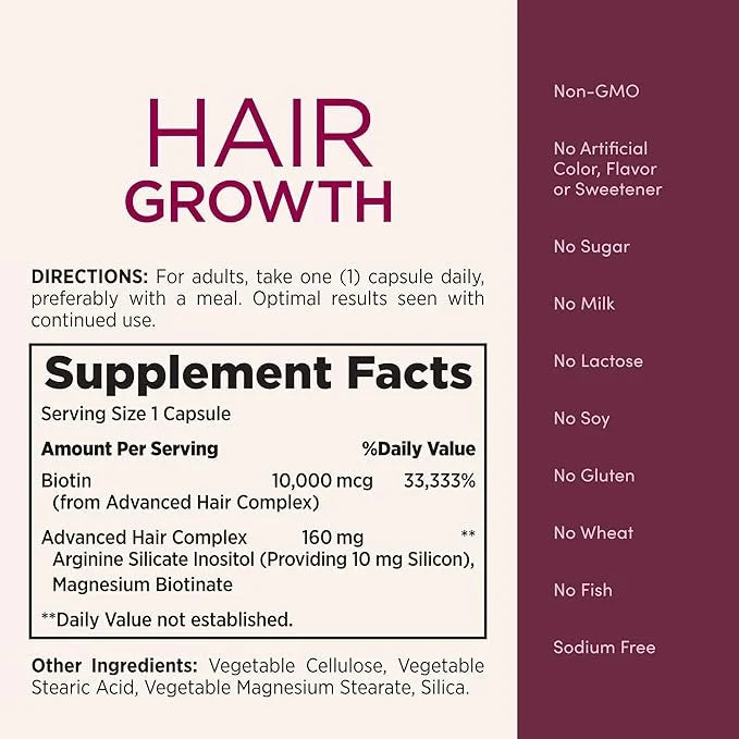 Nature's Bounty Hair Growth Supplement, 1 30 Capsules