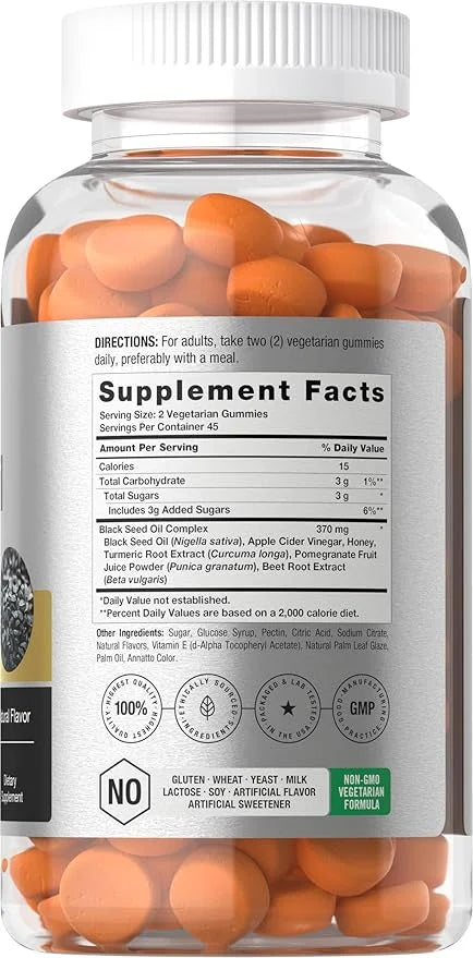 Horbäach Blackseed Oil Complex Gummies | 90 Count | Vegetarian, Non-GMO, and Gluten Free Formula | Nigella Sativa - Produc...