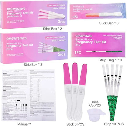 Early Detection Pregnancy Test Kits 16 Counts, x6, Hcg x10, Ultra 2 Ways Check(6+10 Counts)