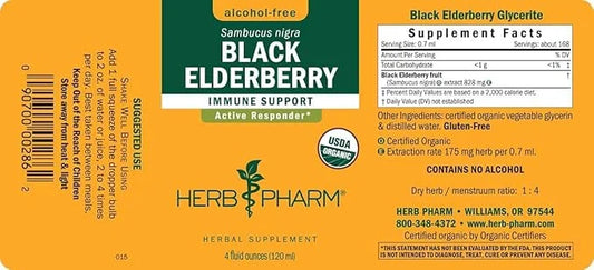 Herb Pharm Certified Organic Black Elderberry 4 Ounce