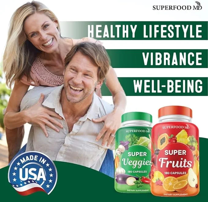 Superfood Fruit and Veggie Supplement - 360 Whole Super Fruit and Vegetable Supplements & Vitamin, Natural Energy Levels, ...