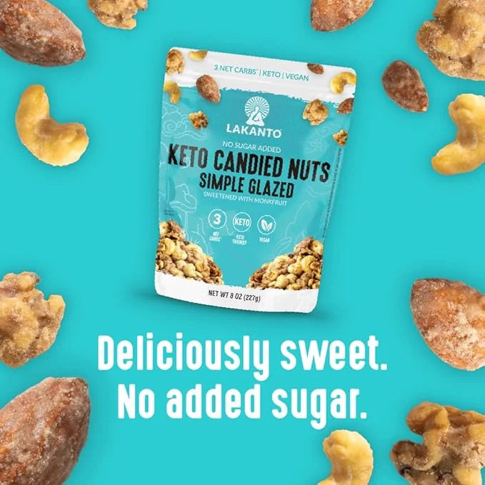 Lakanto Candied Nuts Simple Glazed - No Sugar Added, Sweetened with Monk Fruit, 3 Net Carbs, Keto Diet Friendly, Vegan, On...