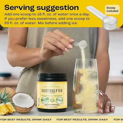 KEY NUTRIENTS Multivitamin Electrolytes Powder No Sugar - Tropical Pineapple Coconut Electrolyte Powder - Endurance & Ener...