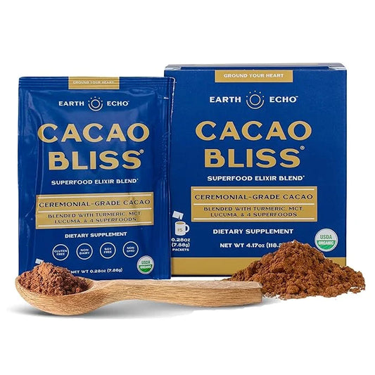Earth Echo Cacao Bliss Travel-Sized Organic Superfood Powder with MCT Oil for Natural Energy, Reduced Cravings, and Booste...
