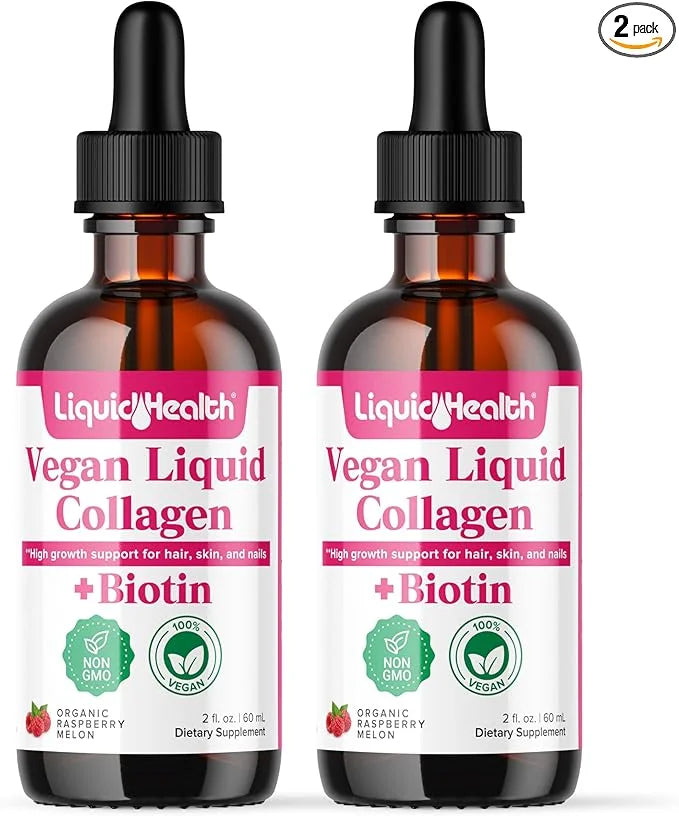 LIQUIDHEALTH 100% Vegan Collagen Plus Biotin 100,000mcg Liquid Drops - Plant-Based Liquid Collagen for Women, Men - Hair &...